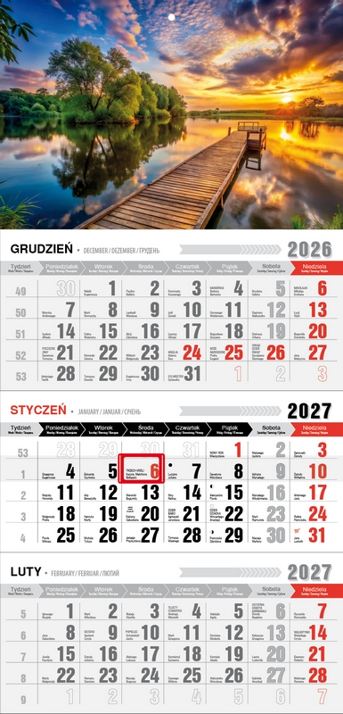 Kalendarz trójdzielny ekonomiczny jednoplanszowy KTE Pan Kalendarzyk